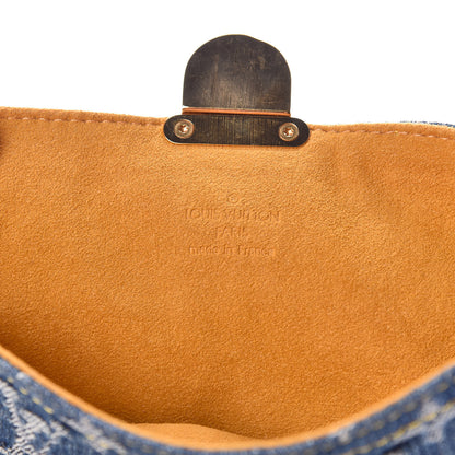 Louis Vuitton Monogram Denim Pochette Plat Clutch Blue 6 of 7