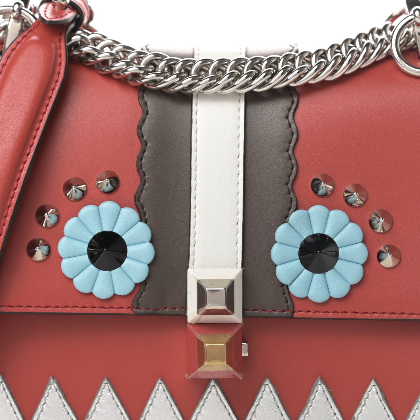 Vitello Liberty Lucido Catalan Mirror Hypnoteyes Studded Small Kan I Shoulder Bag Bloody Mary Carbone Multicolor