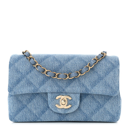 Chanel Printed Denim Quilted Mini Rectangular Flap Light Blue 1 of 11
