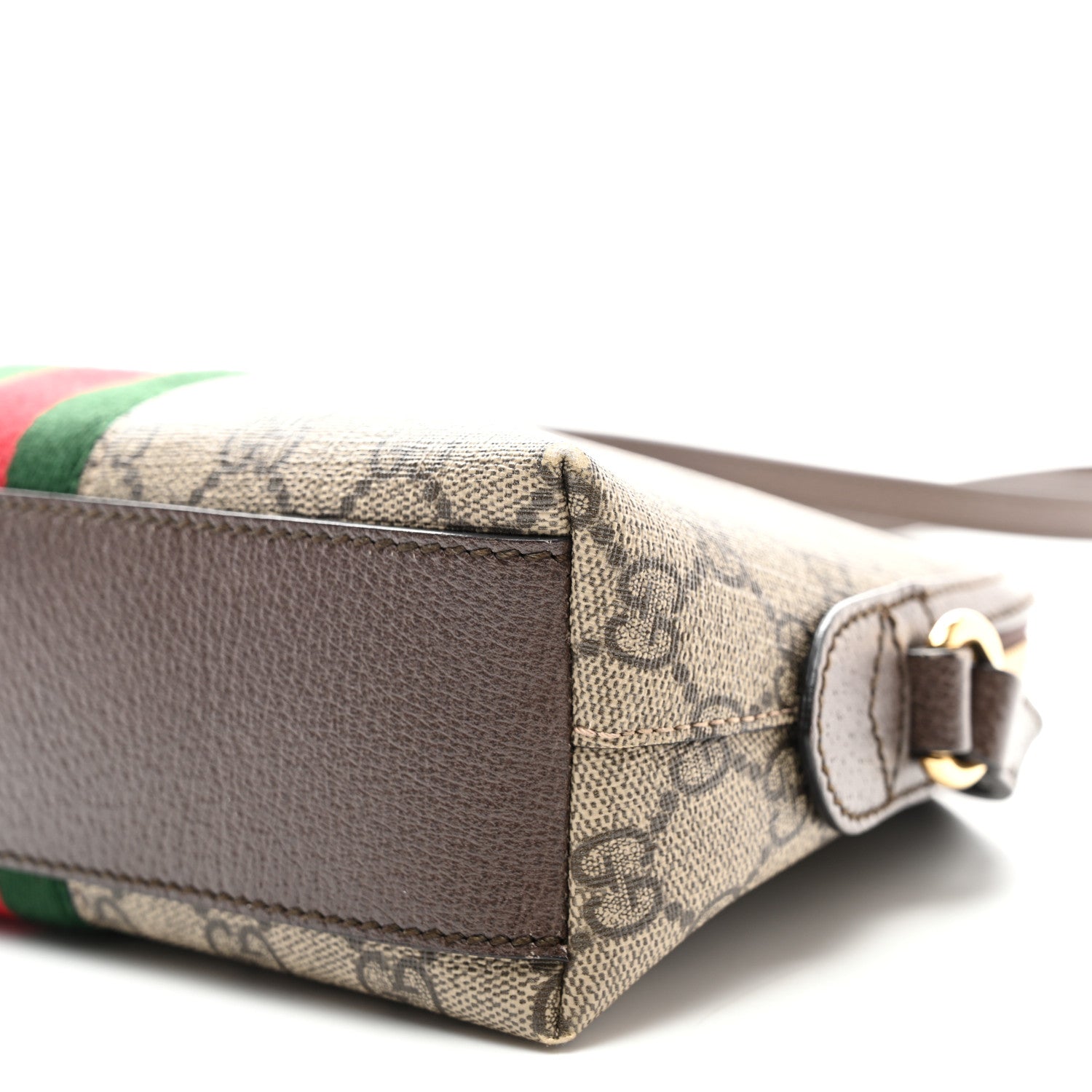 Gucci GG Supreme Monogram Textured Dollar Calfskin Web Small Ophidia Dome Shoulder Bag Beige Ebony New Acero 10 of 11