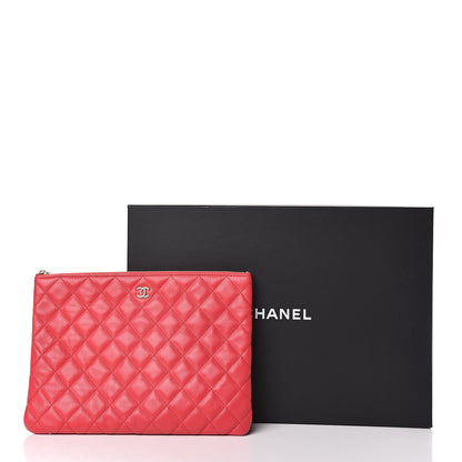 Chanel Lambskin Quilted Medium Cosmetic Case Red 10 of 10