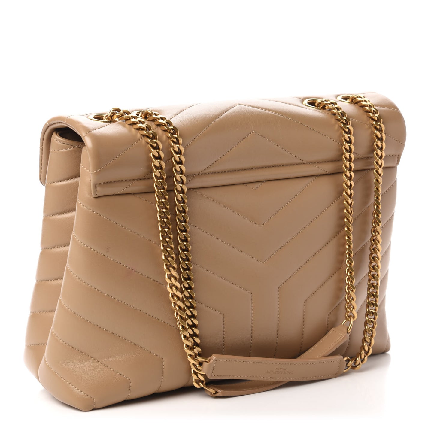 Calfskin Y Quilted Monogram Medium Loulou Chain Satchel Dark Latte