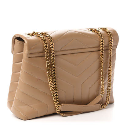 Saint Laurent Calfskin Y Quilted Monogram Medium Loulou Chain Satchel Dark Latte 3 of 9