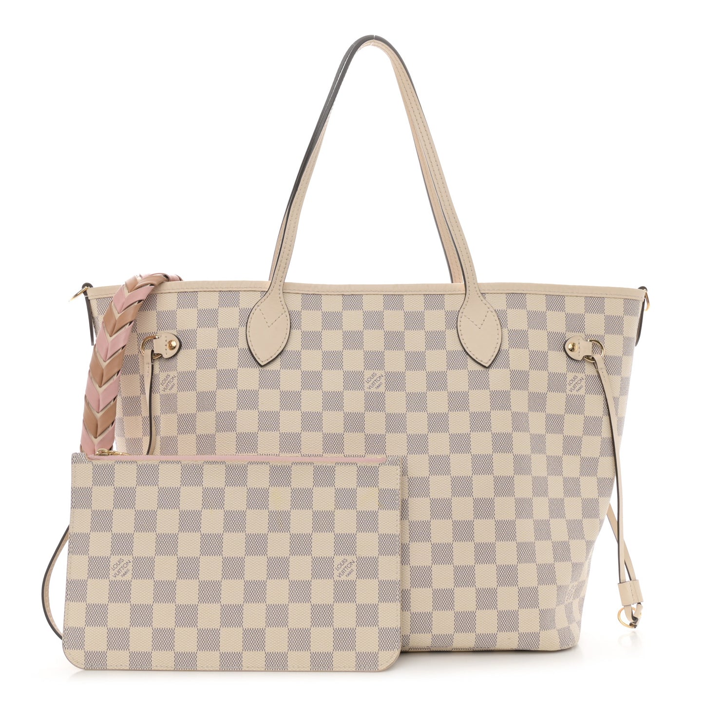 Damier Azur Braided Neverfull MM Pink