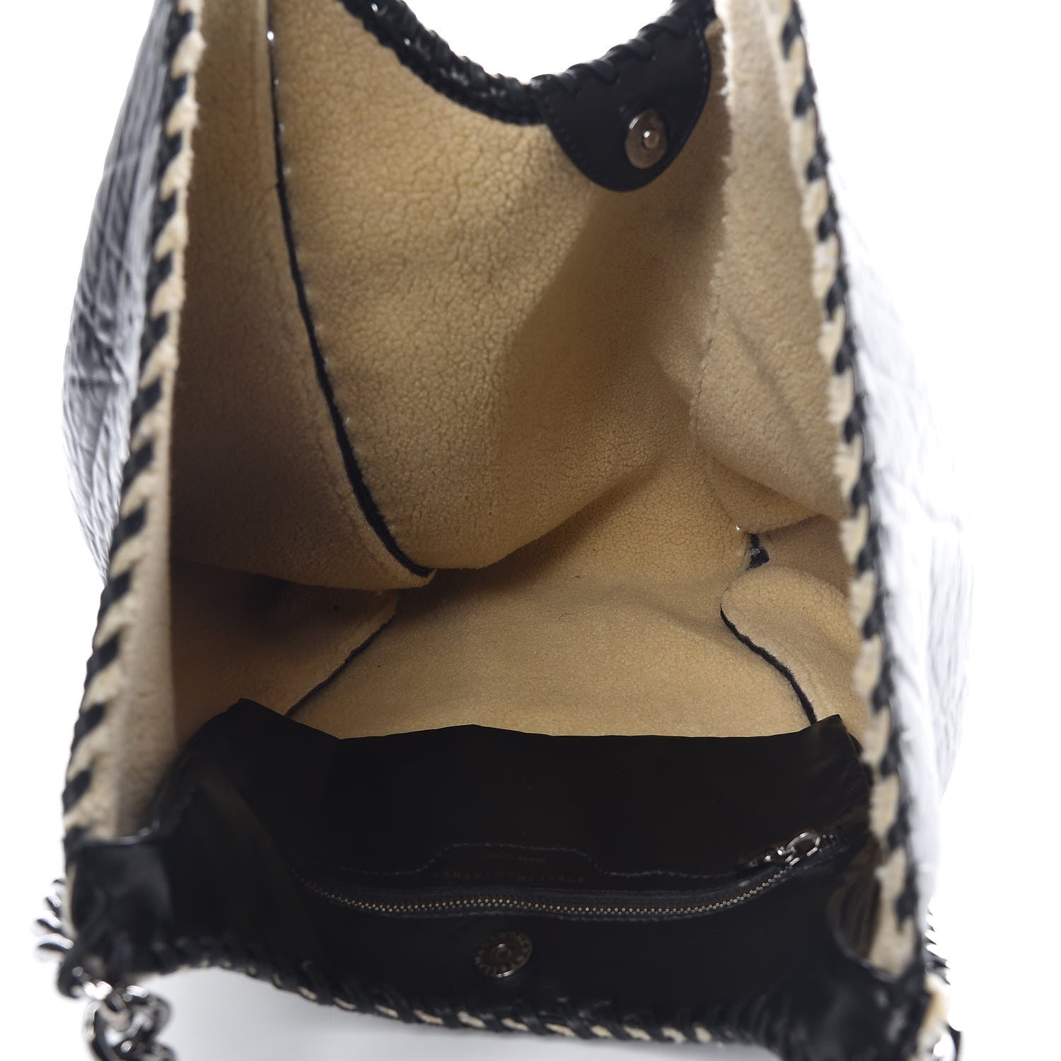 Stella McCartney Shaggy Deer Shearling Chain Falabella Tote Black 5 of 6