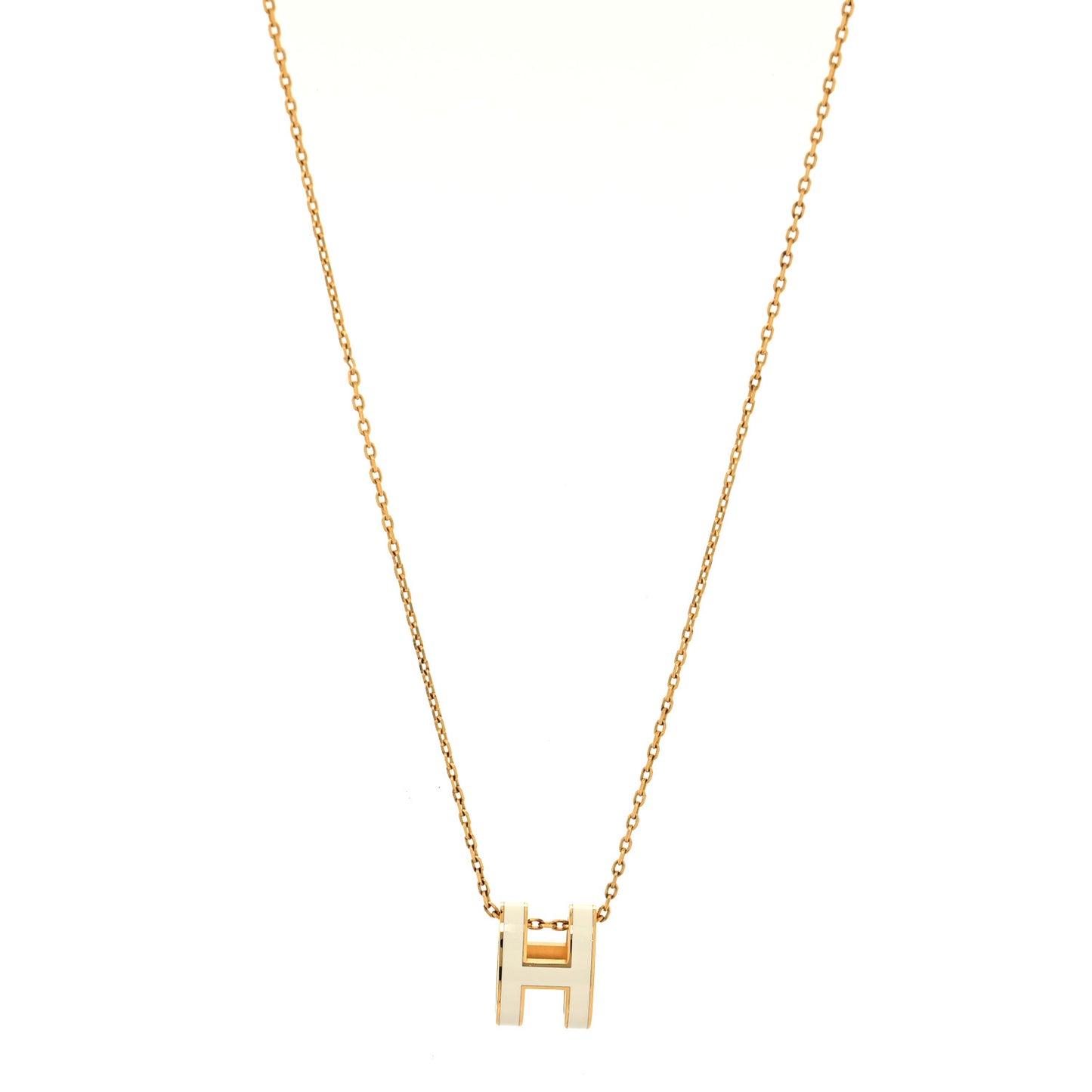 Lacquered Gold Pop H Pendant Necklace White