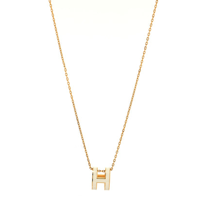 Hermes Lacquered Gold Pop H Pendant Necklace White 1 of 5