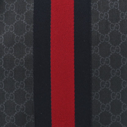 Gucci Soft GG Supreme Monogram Appia Calfskin Web East West Messenger Bag Black Grey 9 of 12