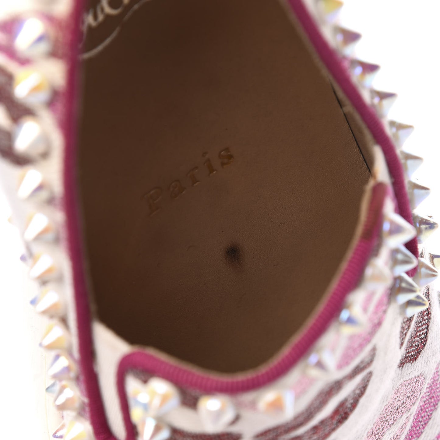 Metallic Fabric Lurex Lips Spikes Womens Pik Boat Flat Sneaker 35 White Multicolor
