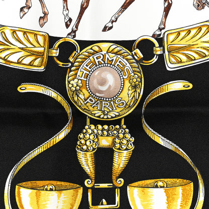 Hermes Silk Cavalcades Scarf 90 Vert Black Brun 2 of 6