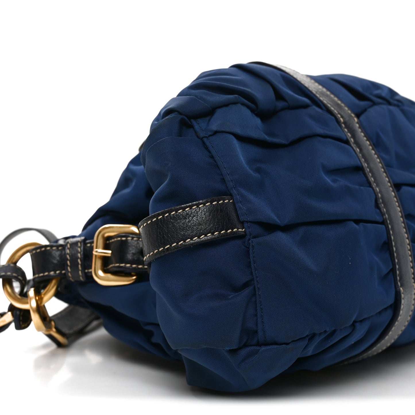 Tessuto Nylon Nappa Braided Gaufre Shoulder Bag Bluette
