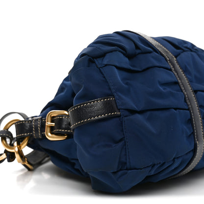 Prada Tessuto Nylon Nappa Braided Gaufre Shoulder Bag Bluette 8 of 10