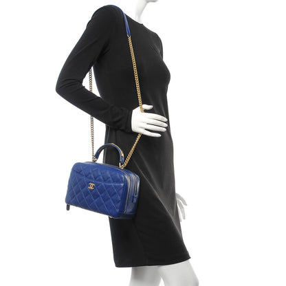 Chanel Caviar Quilted Small Carry Around Bowling Bag Blue 2 of 8