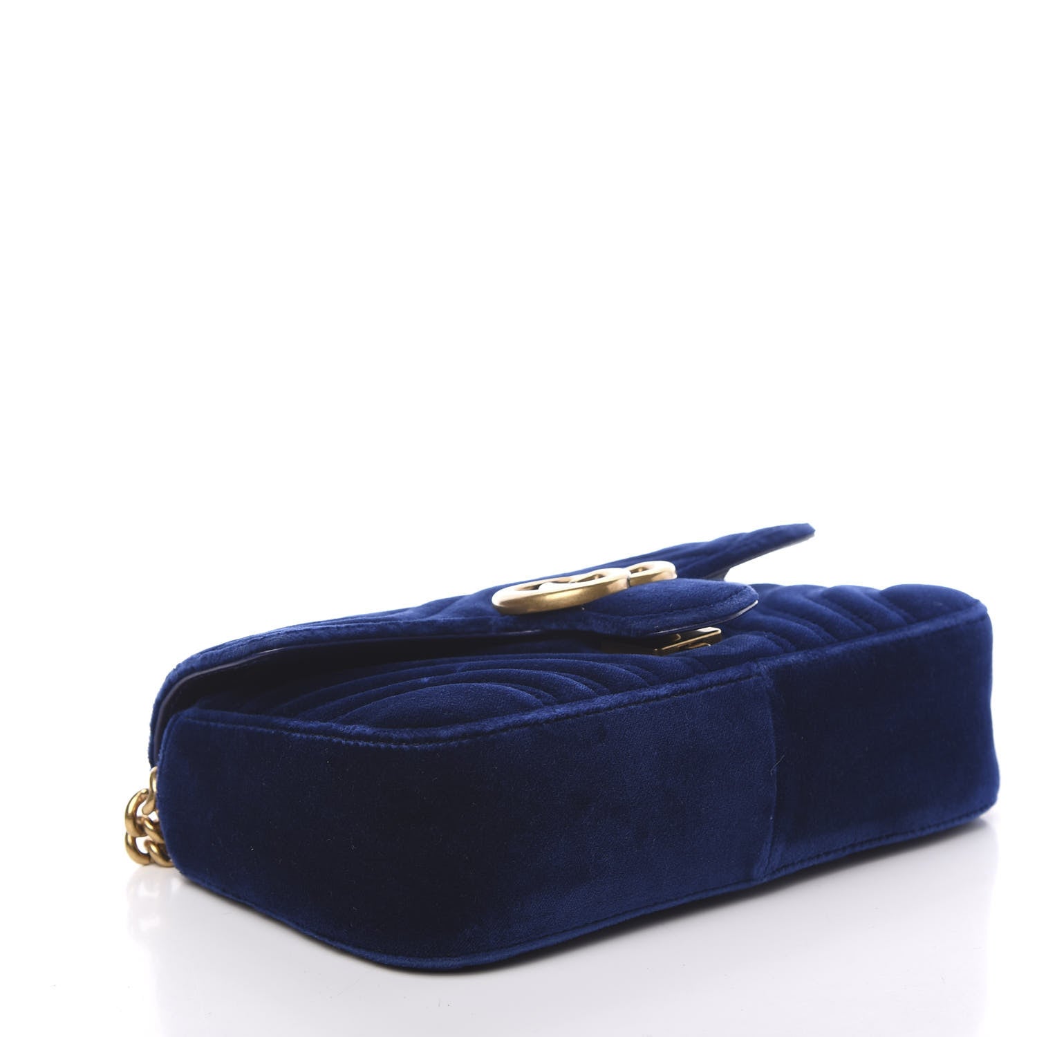 Gucci Velvet Matelasse Mini GG Marmont Shoulder Bag Cobalt Blue 3 of 9