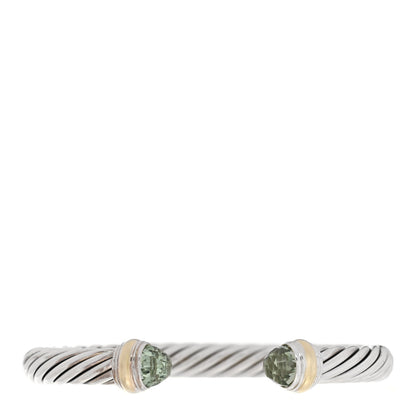 David Yurman Sterling Silver 14K Yellow Gold Prasiolite 7mm Cable Classics Bracelet 1 of 3