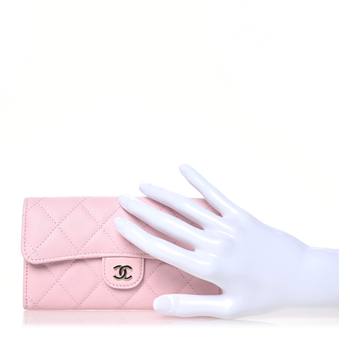 Caviar Quilted Medium Flap Wallet Light Pink