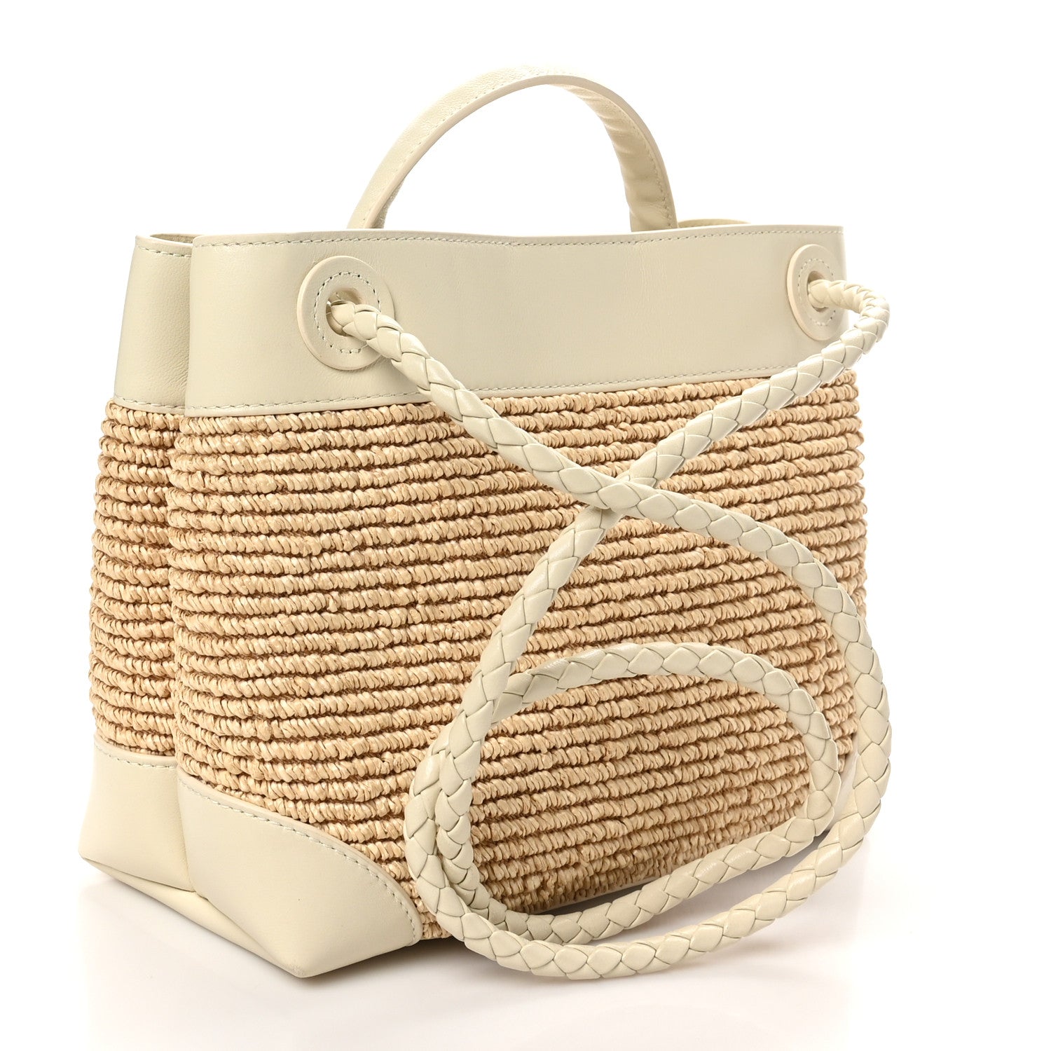 Bottega Veneta Raffia Lambskin Torchon Small Andiamo Shoulder Bag Sea Salt Natural 3 of 9