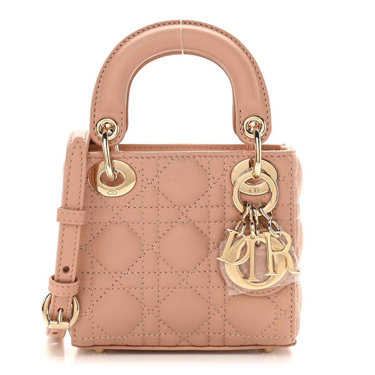 Lambskin Cannage Micro Lady Dior Rose Des Vents