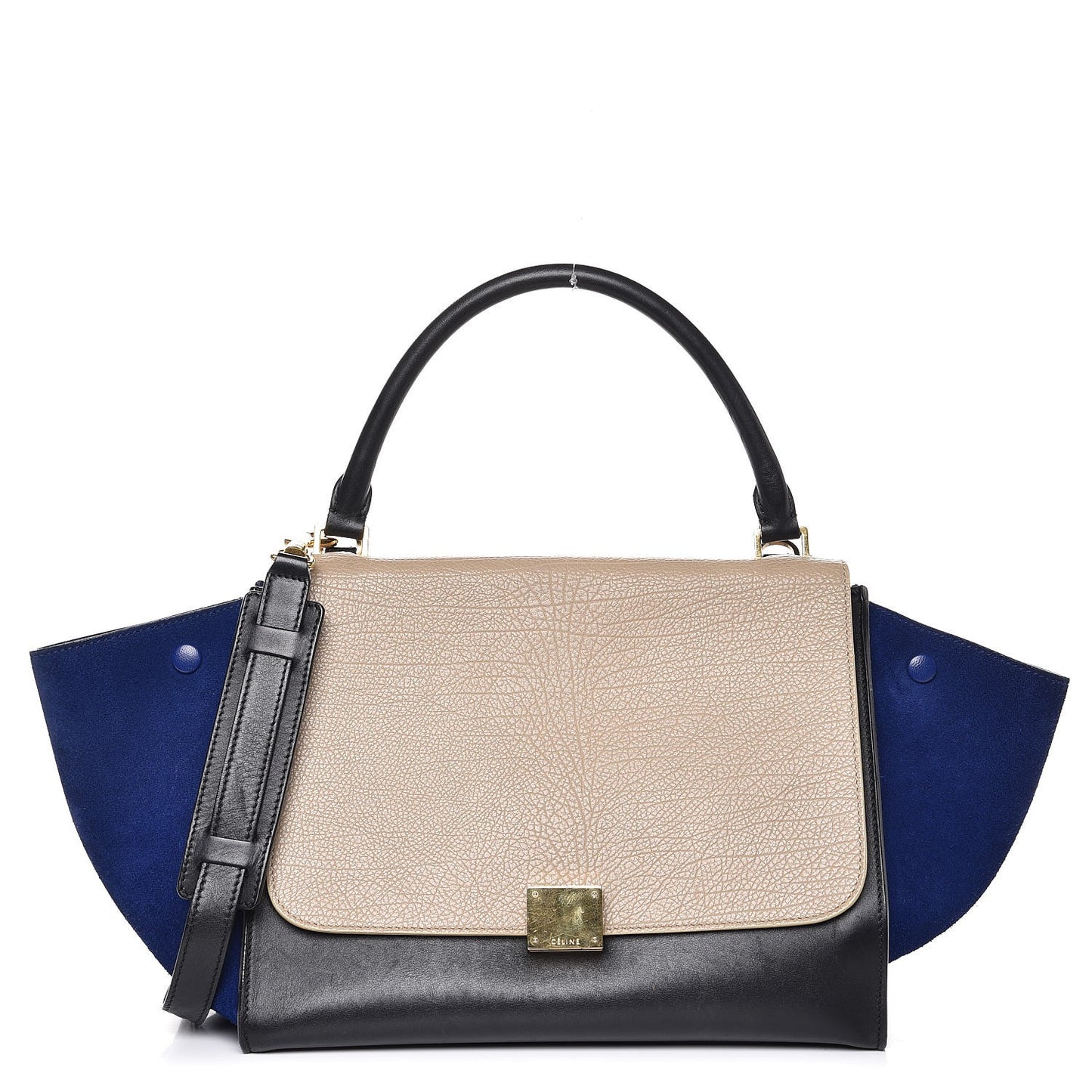 Calfskin Suede Medium Tri-color Trapeze Tri-color Sand