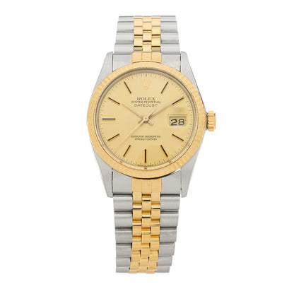 Rolex Stainless Steel 18K Yellow Gold 36mm Oyster Perpetual Datejust Watch Champagne 16013 1 of 4