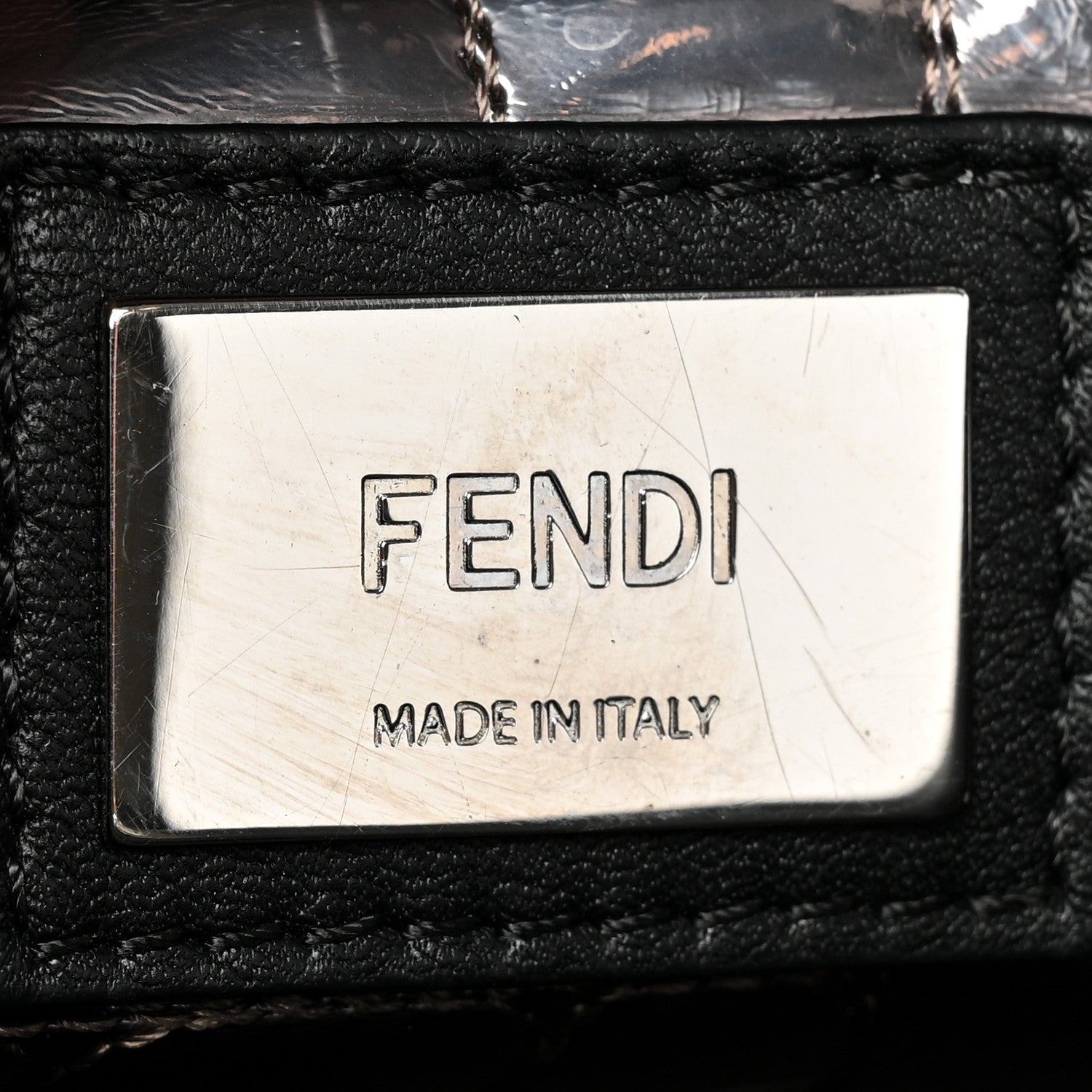 Fendi Vitello Dolce Marmol Patent Crocodile Trapuntata Large Peekaboo Iconic Satchel Black Fumo 7 of 15