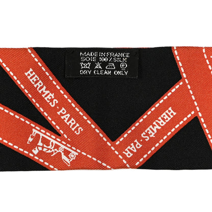 Hermes Silk Bolduc Twilly Black Orange 3 of 4