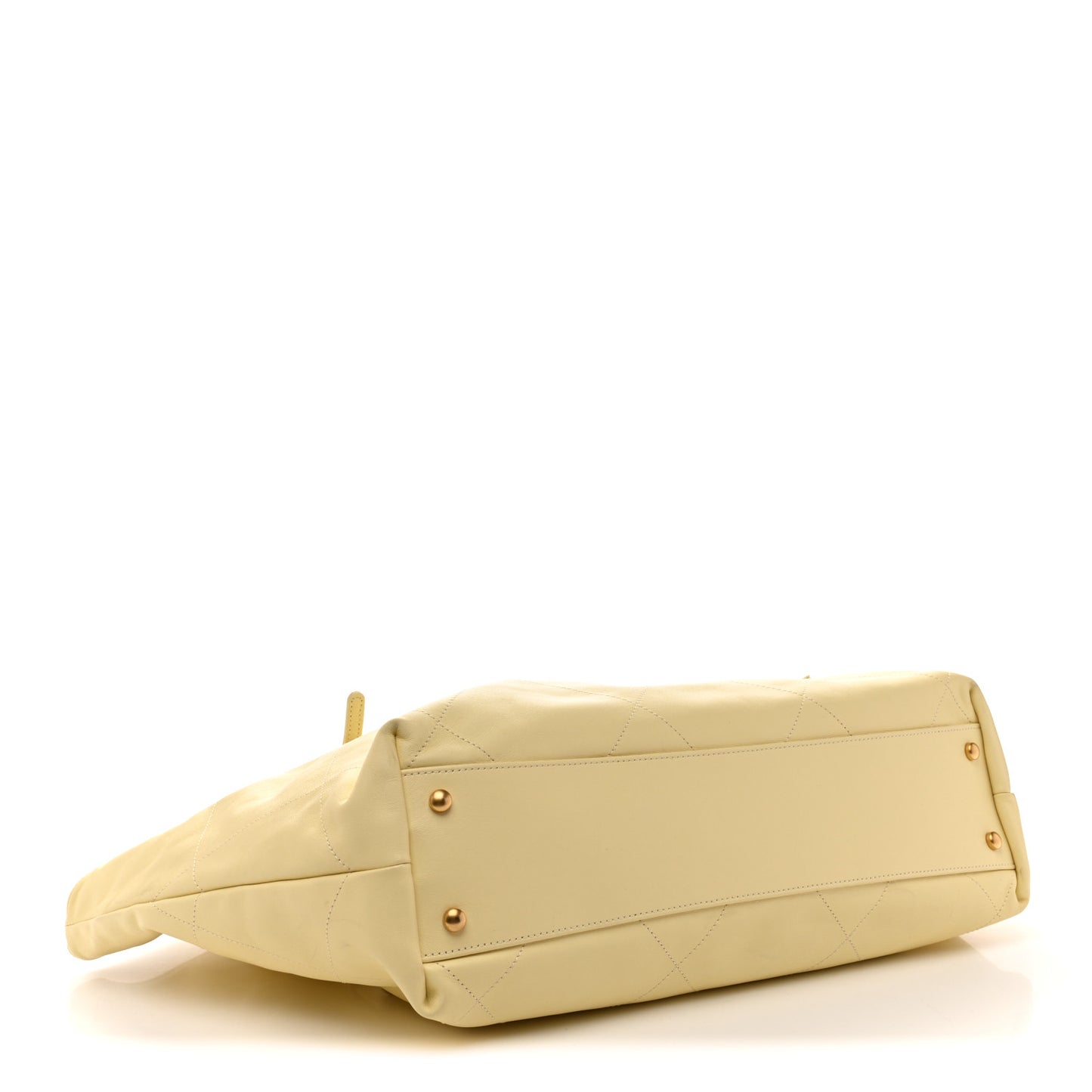 Calfskin Quilted Maxi Shopping Bag Light Yellow