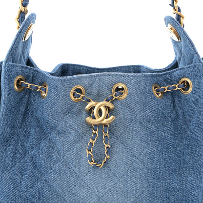 Chanel Washed Denim Quilted Mini Chanel 25 Handbag Blue 14 of 19