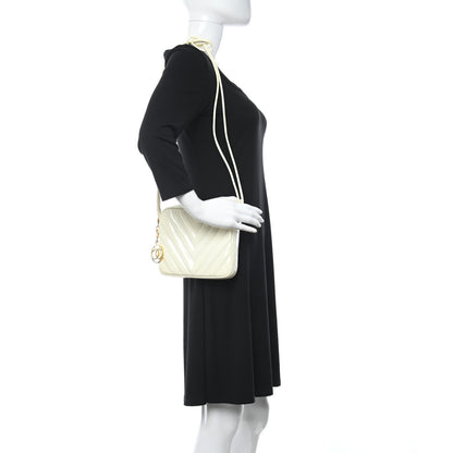 Chanel Patent Chevron Camera Bag White 2 of 12