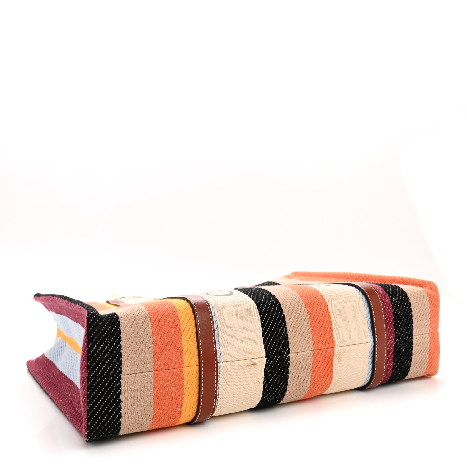 Chloe Cotton Calfskin Large Woody Striped Tote Multicolor 4 of 11