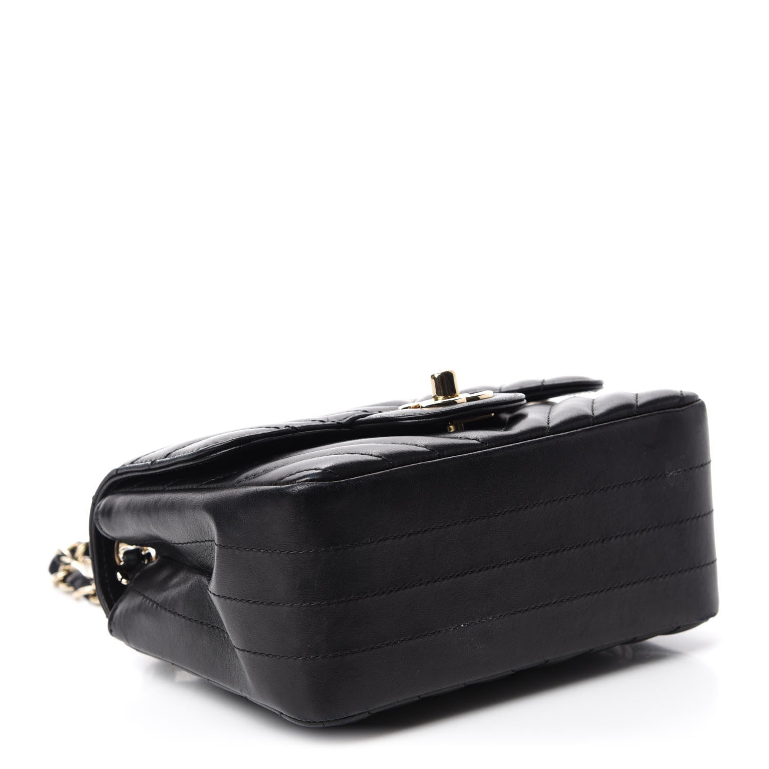 Chanel Lambskin Chevron Quilted Mini Square Flap Black 4 of 14