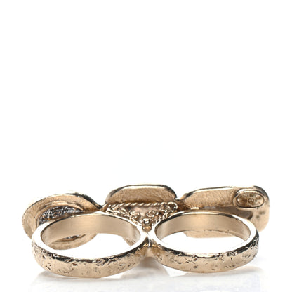 Chanel Resin CC Double Ring 52 6 Golden Multi Beige 3 of 4
