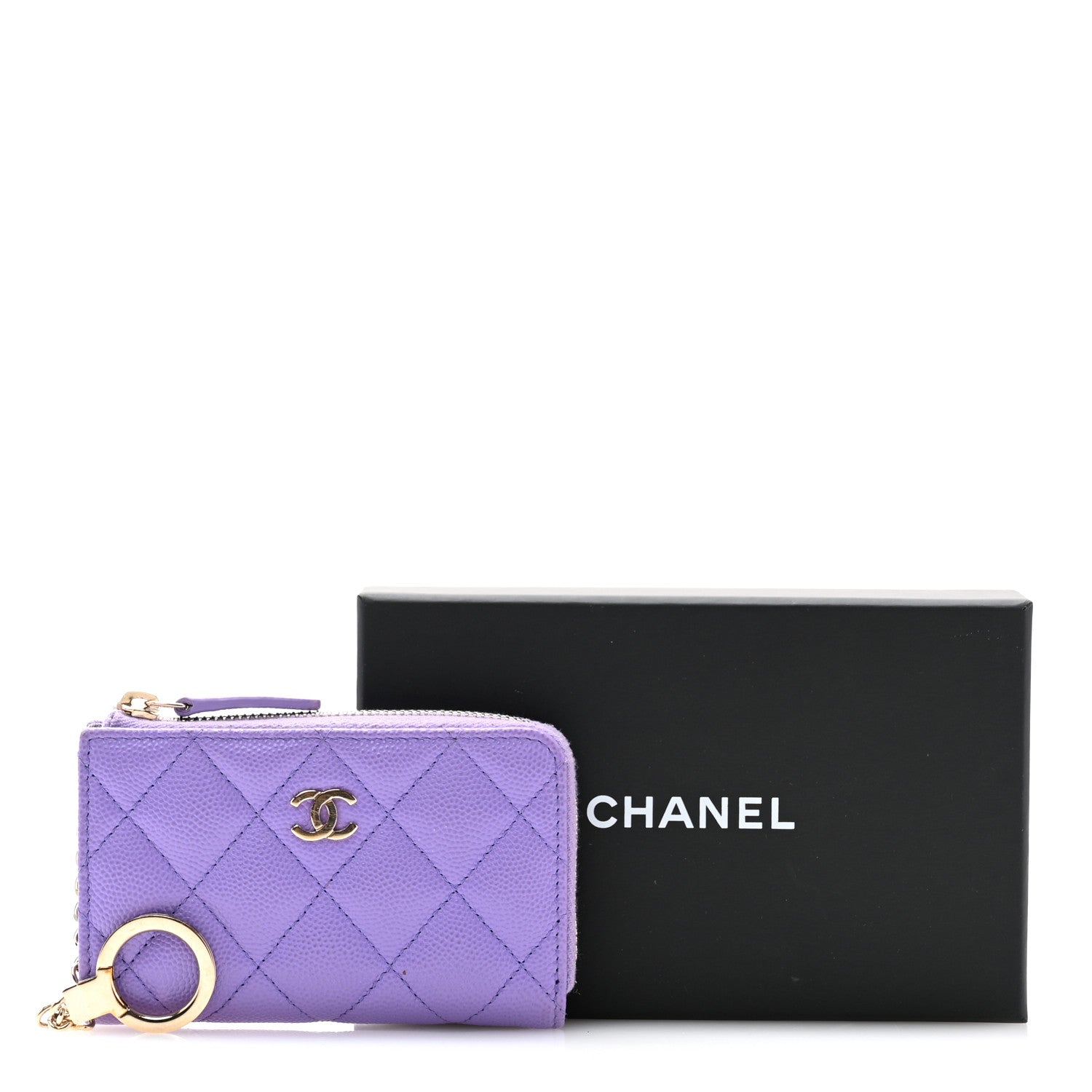 Chanel Caviar Quilted Zipped Key Holder Case Purple 10 of 10