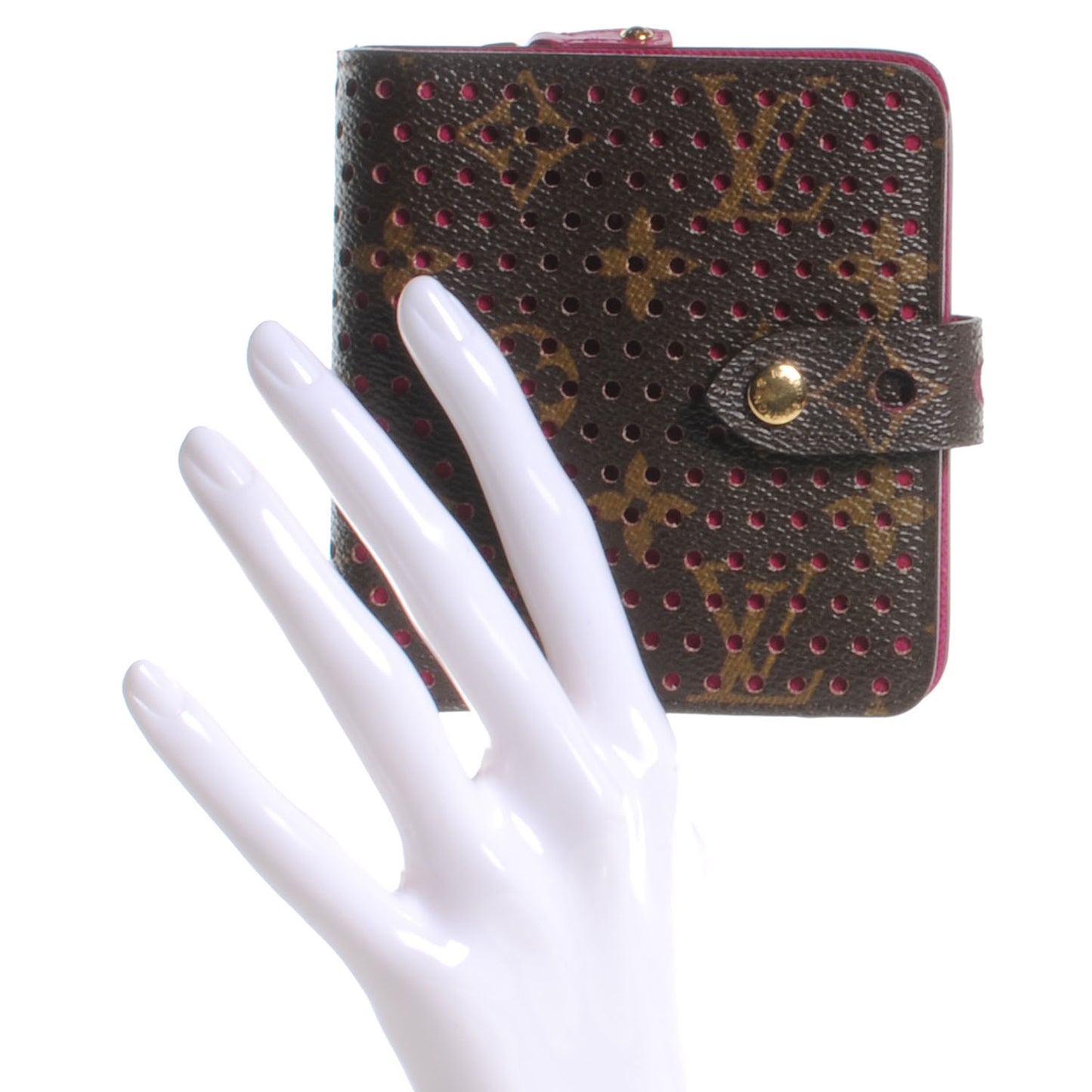 Monogram Perforated Compact Zipped Wallet Fuchsia