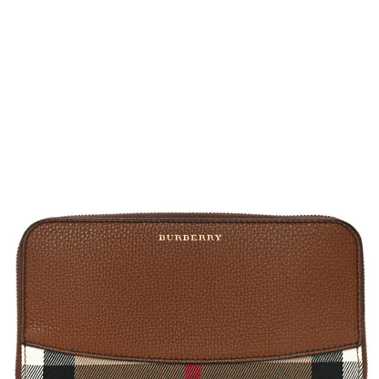 Burberry Calfskin House Check Elmore Zip Around Wallet Tan 7 of 9