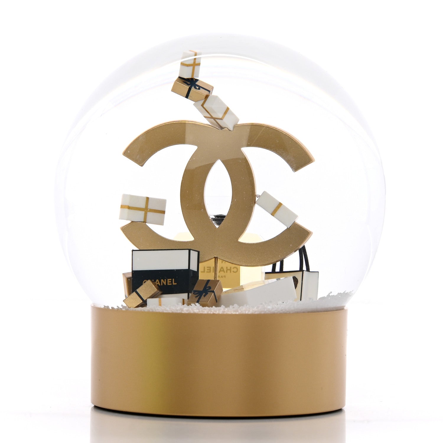 Chanel Glass CC Shopping Bag Snow Globe Gold 5 of 8