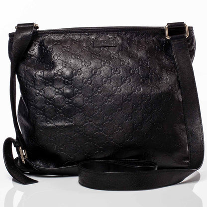 Gucci Guccissima Flat Messenger Bag Black 1 of 11