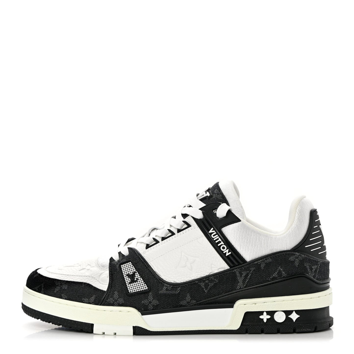 Calfskin Monogram Denim Mens LV Trainer Sneakers 8.5 Black