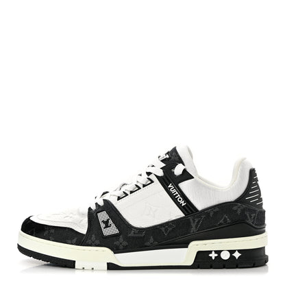 Louis Vuitton Calfskin Monogram Denim Mens LV Trainer Sneakers 8.5 Black 1 of 15