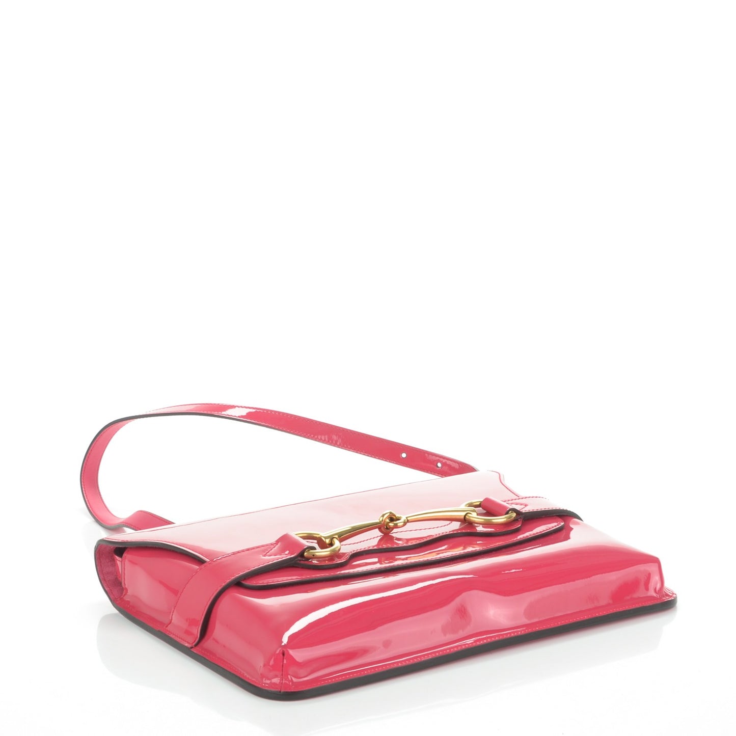 Patent Large Bright Bit Shoulder Bag Shocking Pink