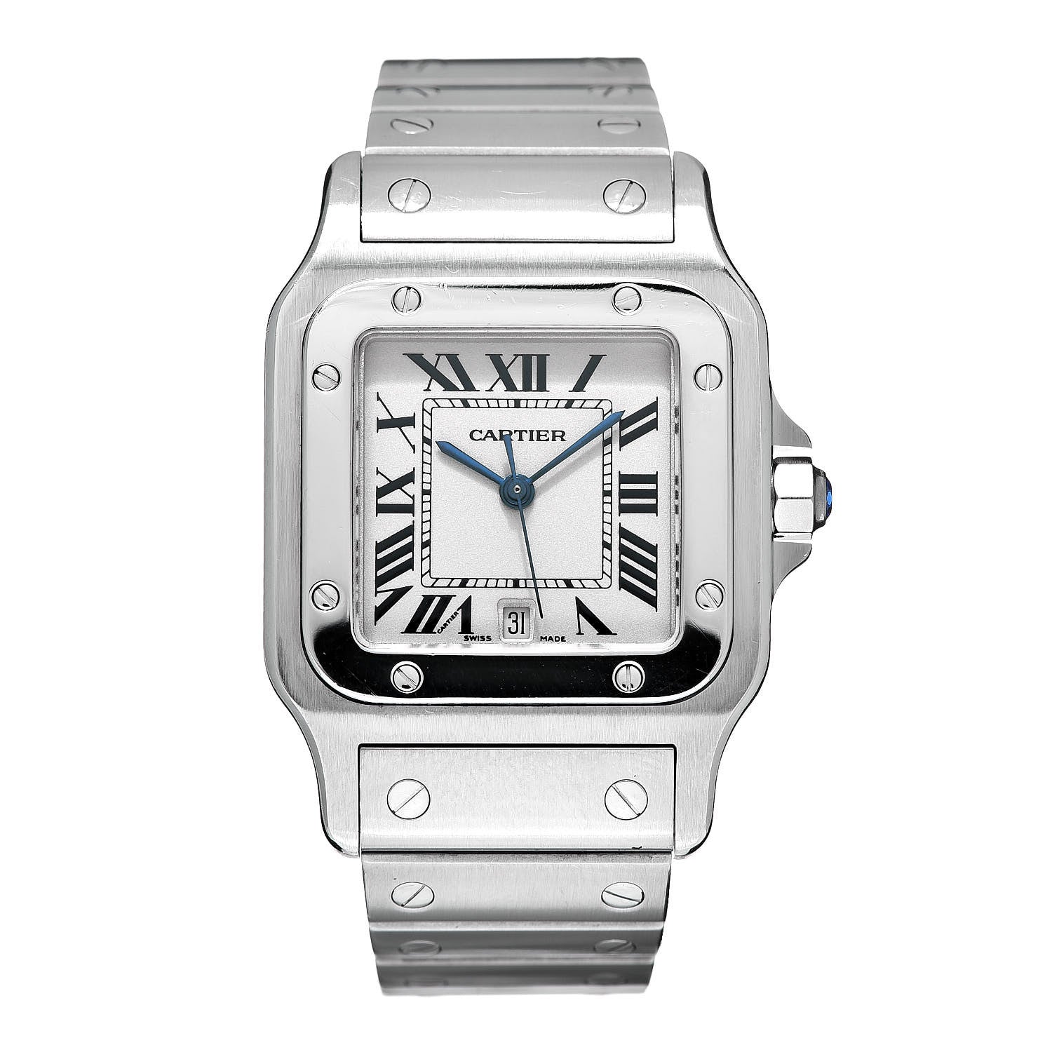 Cartier Stainless Steel 29mm Santos De Galbee Quartz Watch 1 of 7