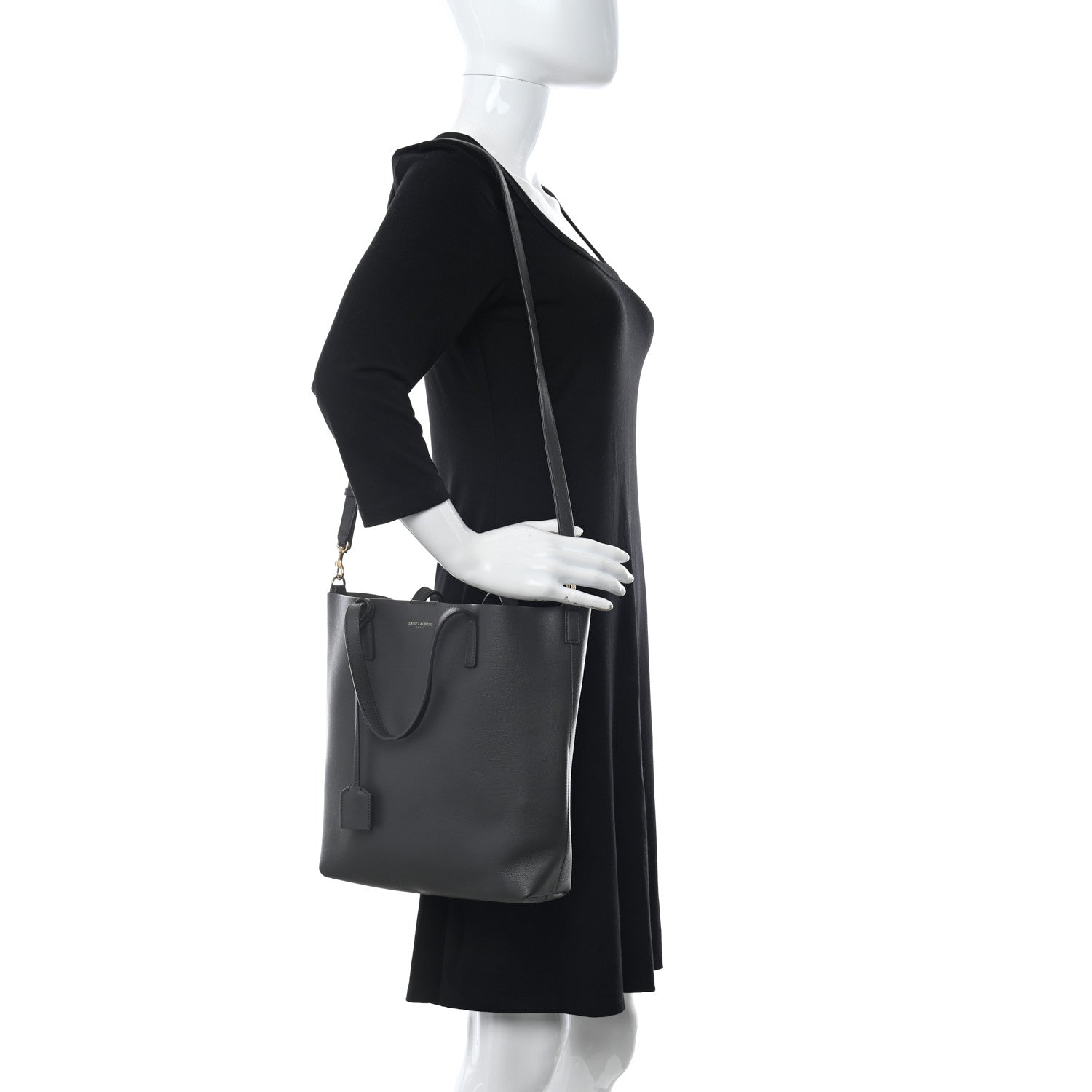 Saint Laurent Calfskin Toy Shopping Tote Earth Grey 2 of 13