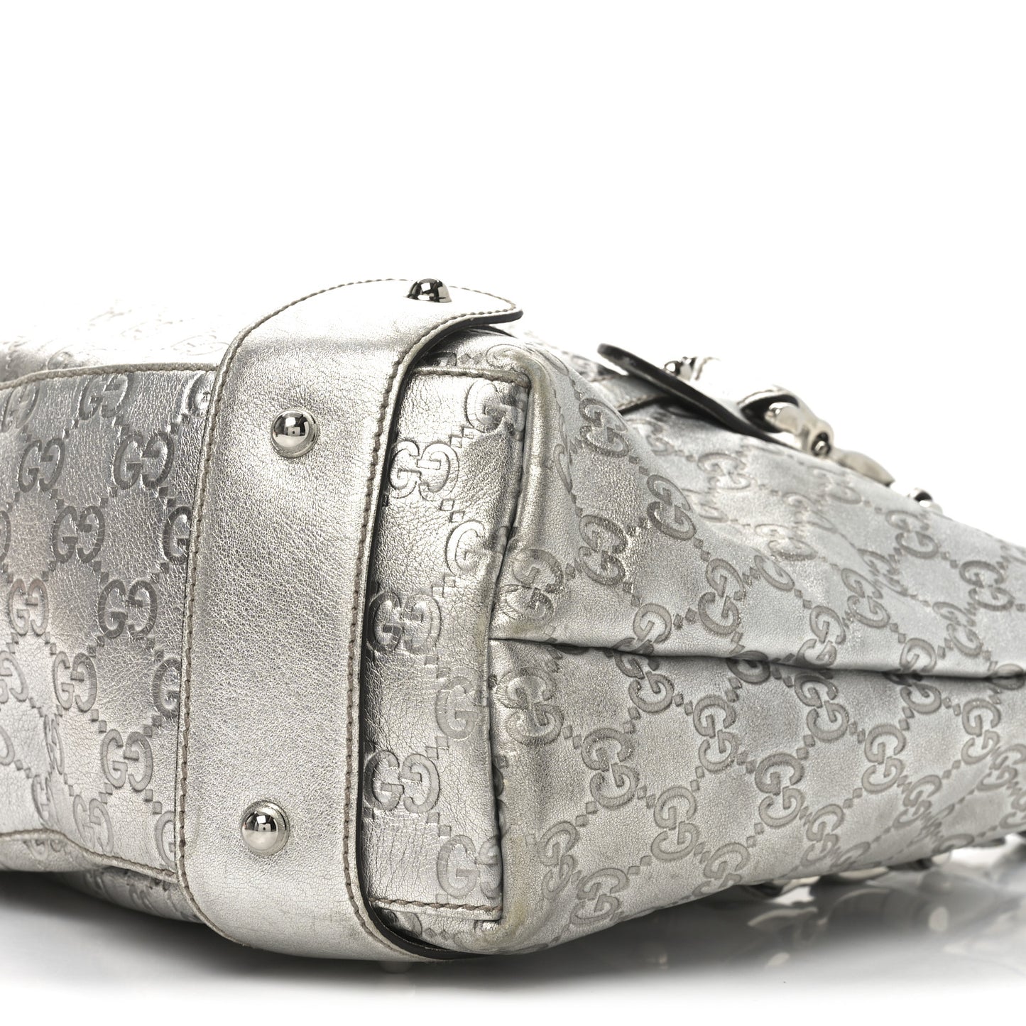 Metallic Guccissima Medium Pelham Shoulder Bag Silver
