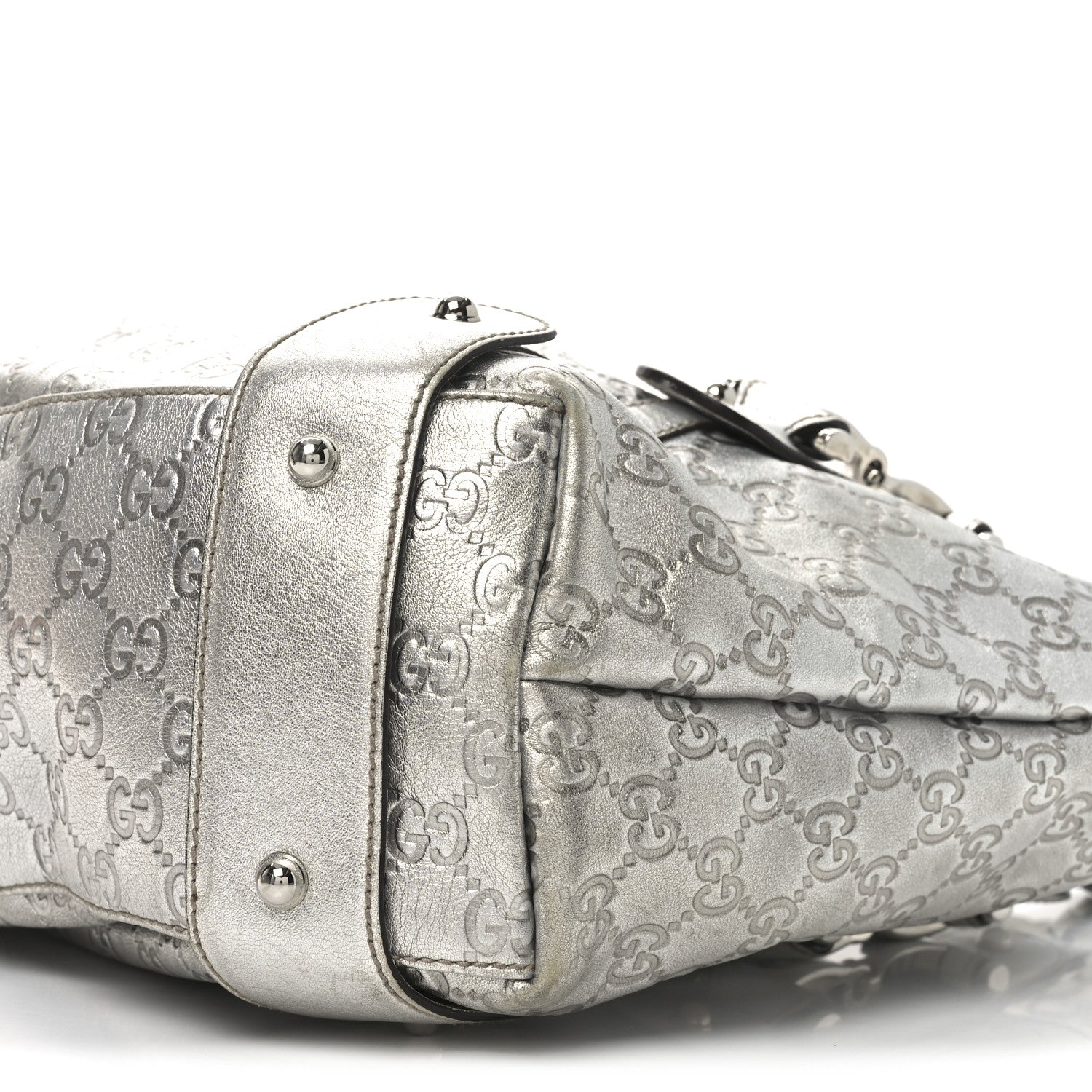 Gucci Metallic Guccissima Medium Pelham Shoulder Bag Silver 10 of 10