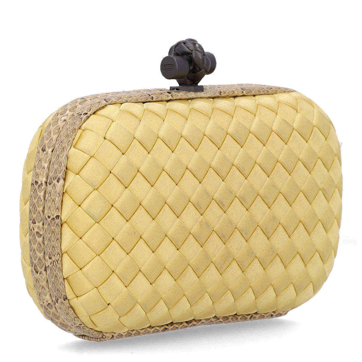 Satin Intreccio Impero Ayers Knot Clutch Banane