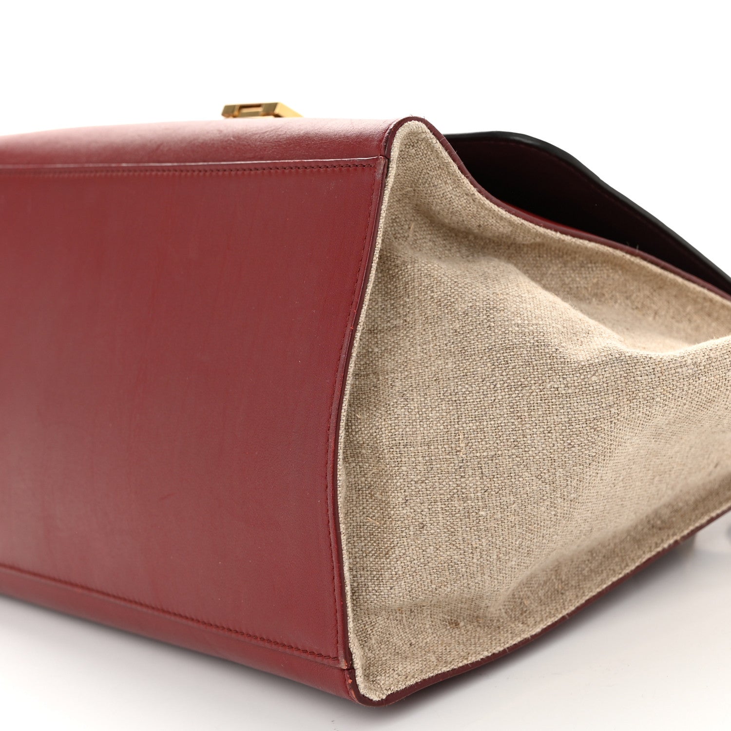 Celine Smooth Calfskin Linen Medium Tri-Color Trapeze Burgundy 9 of 12