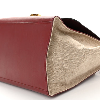 Celine Smooth Calfskin Linen Medium Tri-Color Trapeze Burgundy 9 of 12