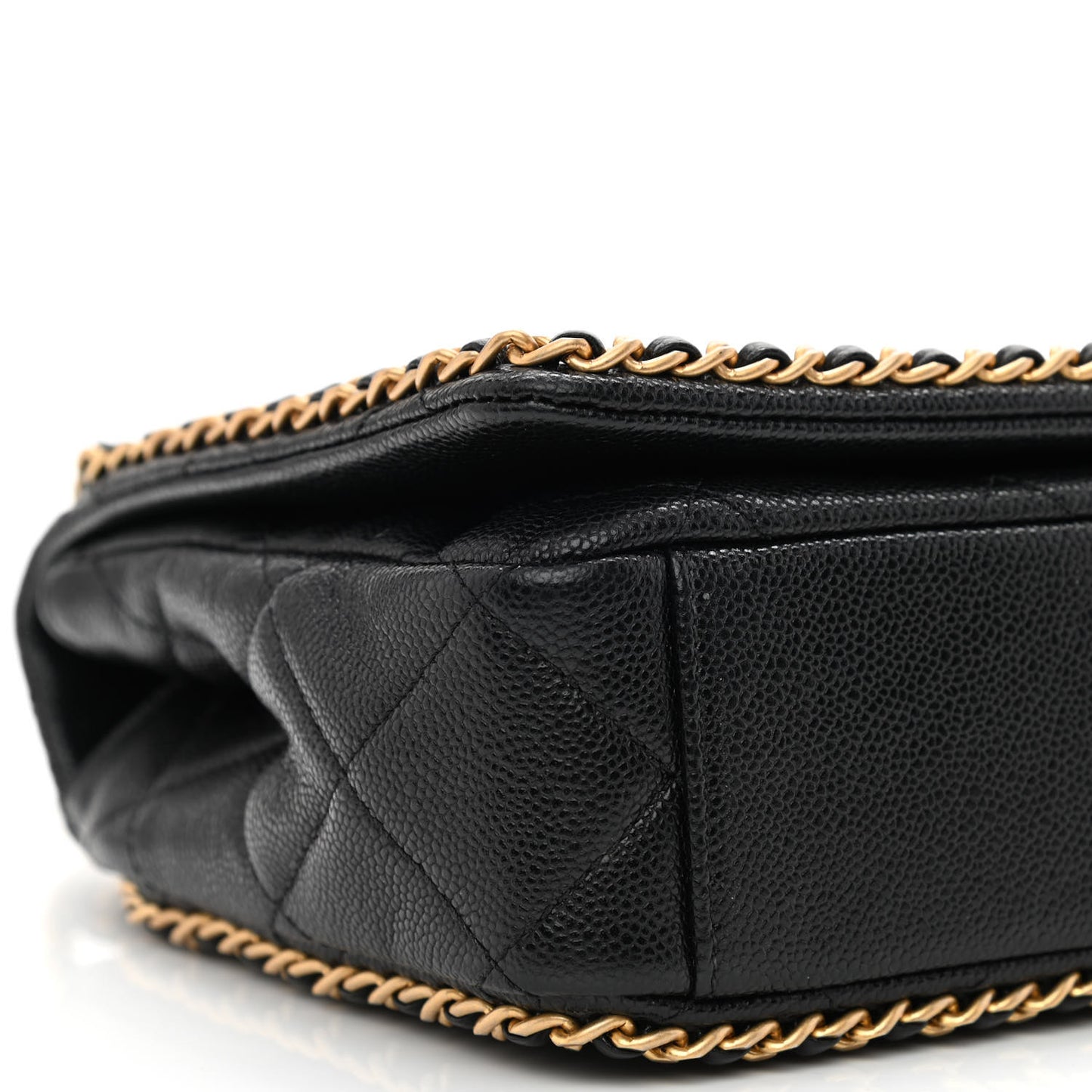 Caviar Quilted Never Ending Chain Flap Black