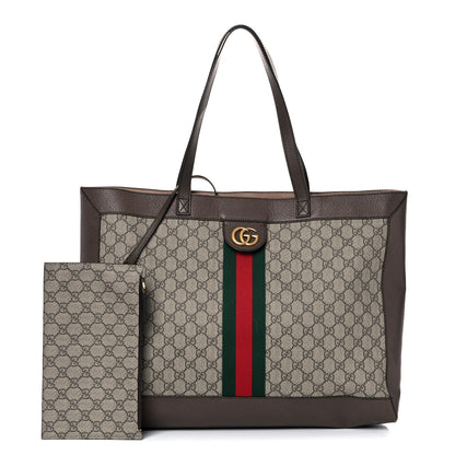 Gucci X DISNEY GG Supreme Monogram Web Three Little Pigs Large Ophidia Tote Beige New Acero 1 of 22