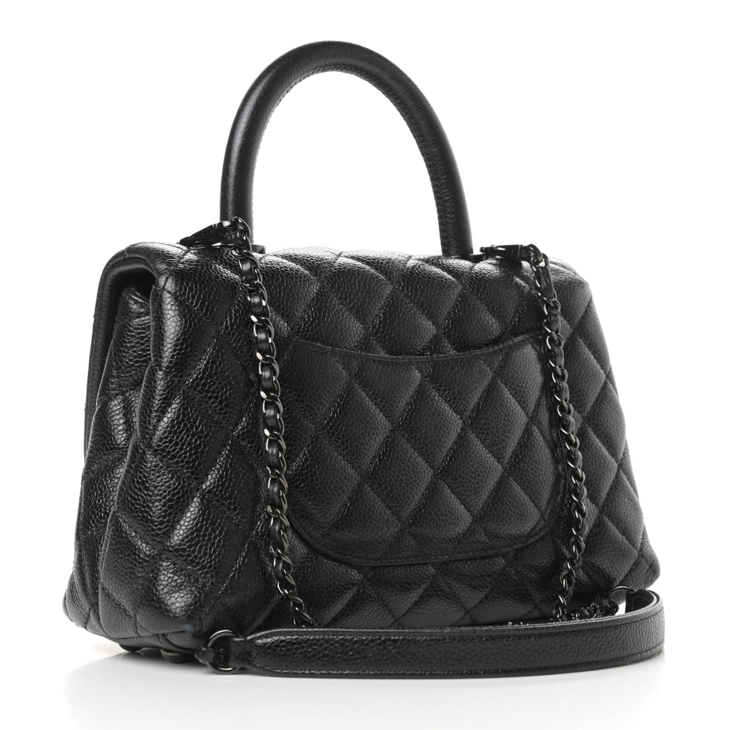 Caviar Quilted Mini Coco Handle Flap So Black